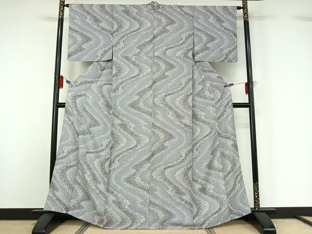 平和屋着物▽上質な小紋 単衣 地紙流水文 正絹 逸品 AABG8730jh