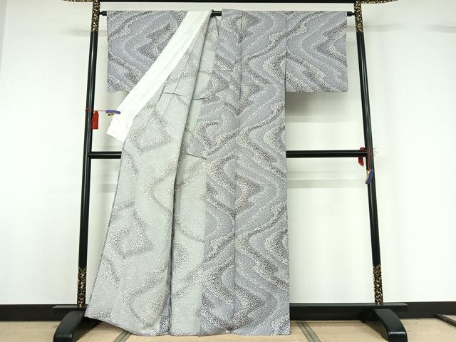 平和屋着物▽上質な小紋 単衣 地紙流水文 正絹 逸品 AABG8730jh