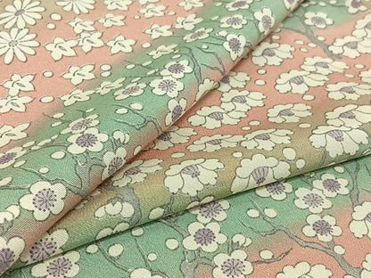 平和屋着物▽上質な小紋 単衣 手描き 花尽くし文 暈し染め 正絹 逸品 AABG8732jh