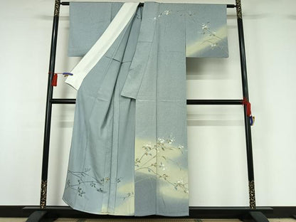 平和屋着物▽訪問着 単衣 枝花文 暈し染め 正絹 逸品 AABG8734jh