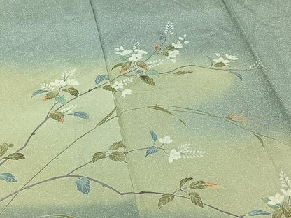平和屋着物▽訪問着 単衣 枝花文 暈し染め 正絹 逸品 AABG8734jh