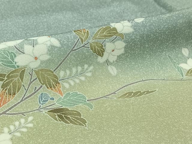 平和屋着物▽訪問着 単衣 枝花文 暈し染め 正絹 逸品 AABG8734jh