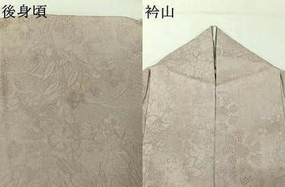平和屋着物▽上質な色無地 単衣 吉祥花地紋 潤色 正絹 逸品 AABG8736jh