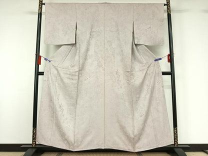 平和屋着物▽上質な色無地 単衣 吉祥花地紋 潤色 正絹 逸品 AABG8736jh