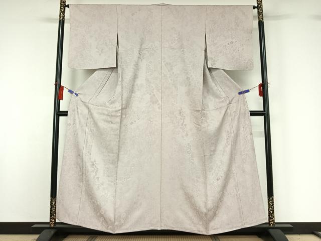 平和屋着物▽上質な色無地 単衣 吉祥花地紋 潤色 正絹 逸品 AABG8736jh
