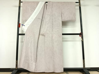 平和屋着物▽上質な色無地 単衣 吉祥花地紋 潤色 正絹 逸品 AABG8736jh