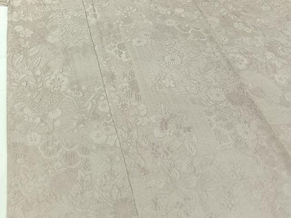 平和屋着物▽上質な色無地 単衣 吉祥花地紋 潤色 正絹 逸品 AABG8736jh
