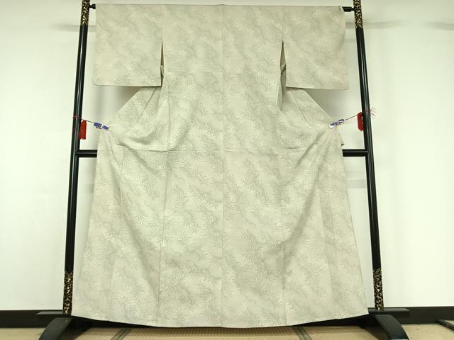 平和屋着物▽本塩沢 単衣 草葉文 正絹 逸品 AABG8737jh