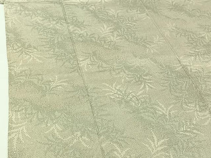 平和屋着物▽本塩沢 単衣 草葉文 正絹 逸品 AABG8737jh
