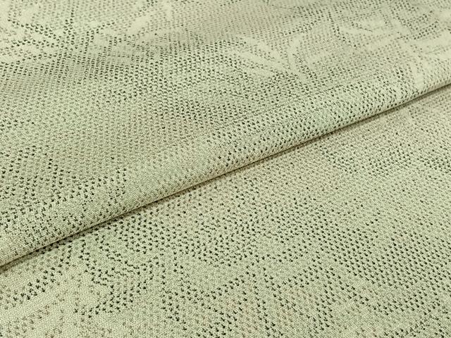 平和屋着物▽本塩沢 単衣 草葉文 正絹 逸品 AABG8737jh
