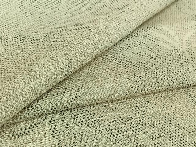 平和屋着物▽本塩沢 単衣 草葉文 正絹 逸品 AABG8737jh