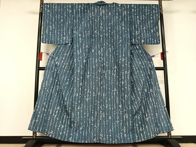 平和屋着物▽小紋 単衣 文字文 洗える着物 AABG8742jh