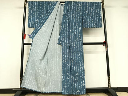 平和屋着物▽小紋 単衣 文字文 洗える着物 AABG8742jh