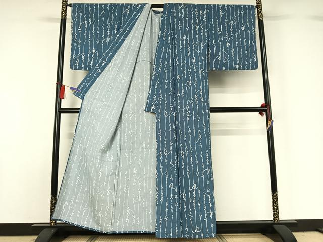 平和屋着物▽小紋 単衣 文字文 洗える着物 AABG8742jh