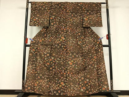 平和屋着物▽小紋 単衣 花蝶文 洗える着物 AABG8744jh
