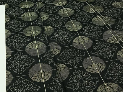 平和屋着物▽上質な紬 単衣 花菱文 正絹 逸品 AABG8747jh
