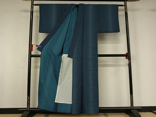 平和屋着物▽小紋 単衣 網目文 洗える着物 AABG8749jh