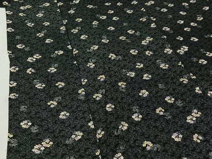 平和屋着物▽上質な小紋　単衣　舞花文　黒地　金彩　正絹　逸品　AABG8754jh
