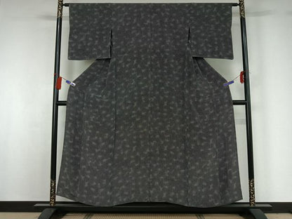 平和屋着物▽江戸小紋　単衣　鮫小紋柄　暈し染め　黒地　正絹　逸品　AABG8756jh