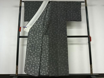平和屋着物▽江戸小紋　単衣　鮫小紋柄　暈し染め　黒地　正絹　逸品　AABG8756jh
