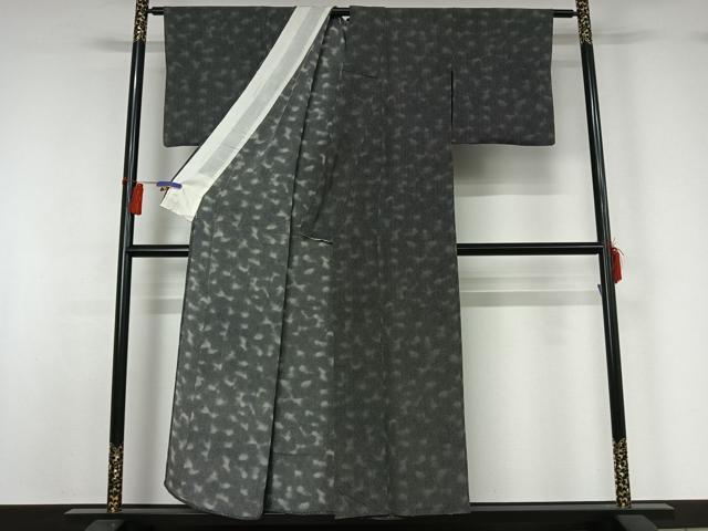 平和屋着物▽江戸小紋　単衣　鮫小紋柄　暈し染め　黒地　正絹　逸品　AABG8756jh