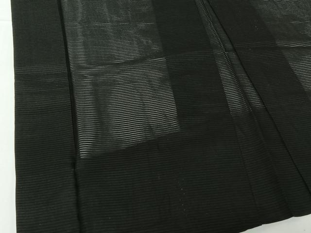 平和屋着物▽男性　黒紋付　黒紋付長羽織　暗黒色　正絹　逸品　AABG8758jh