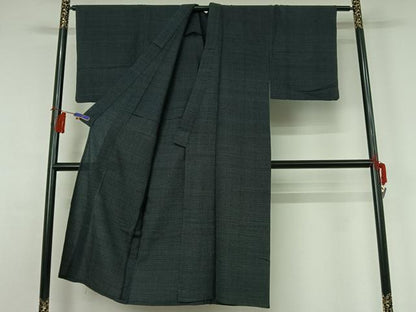 平和屋着物▽男性 本塩沢 単衣 90亀甲 総詰め 正絹 逸品 AABG8761jh