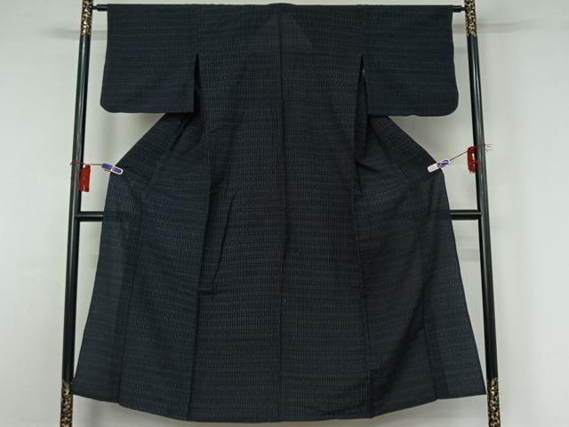 平和屋着物▽結城ちぢみ 単衣 格子 正絹 逸品 AABG8762jh