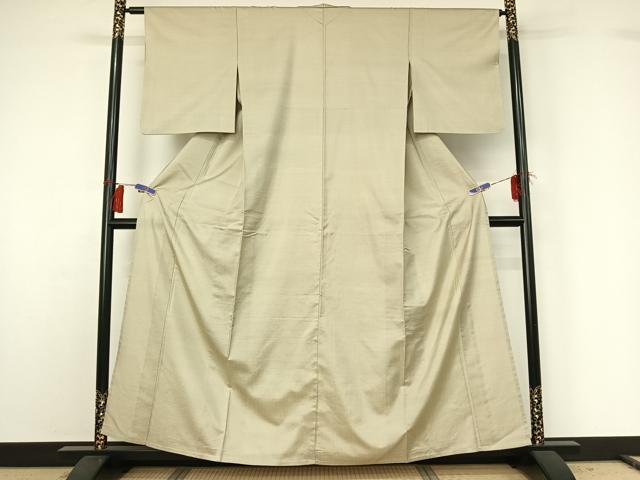平和屋着物▽上質な紬　単衣　格子　正絹　逸品　AABG8763jh