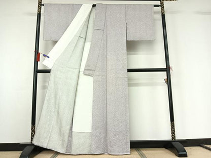 平和屋着物▽上質な小紋 単衣 絞り 霞文 正絹 逸品 AABG8764jh