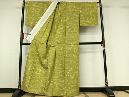 平和屋着物▽上質な紬 単衣 流水文 正絹 逸品 AABG8766jh
