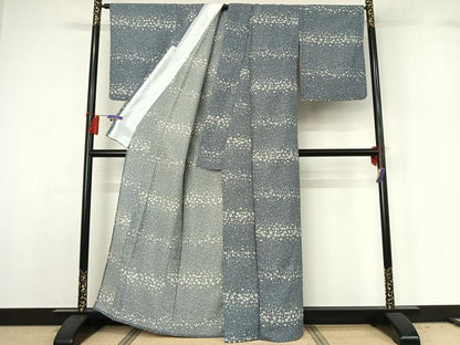 平和屋着物▽小紋 単衣 横段花文 洗える着物 AABG8769jh