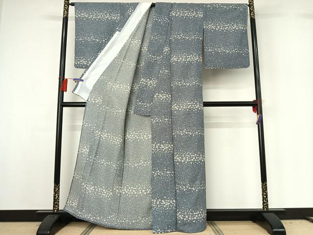 平和屋着物▽小紋 単衣 横段花文 洗える着物 AABG8769jh