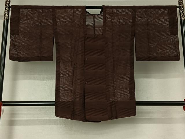 平和屋着物▽道行コート スリーシーズン 春夏秋 塵除け 横段文 正絹 逸品 AABG8779jh