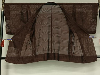 平和屋着物▽道行コート スリーシーズン 春夏秋 塵除け 横段文 正絹 逸品 AABG8779jh