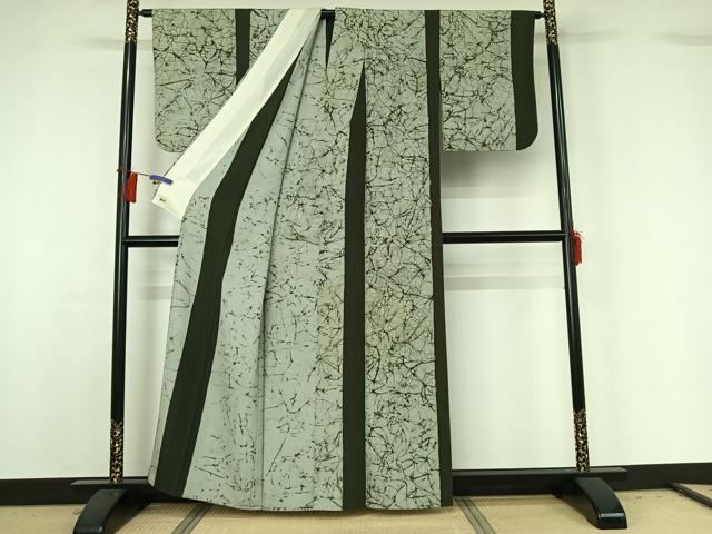 平和屋着物▽上質な小紋 単衣 氷割れ文様 三越扱い 正絹 逸品 AABG8780jh
