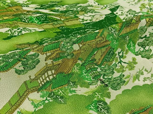 平和屋着物▽上質な小紋 単衣 風景文 正絹 逸品 AABG8782jh