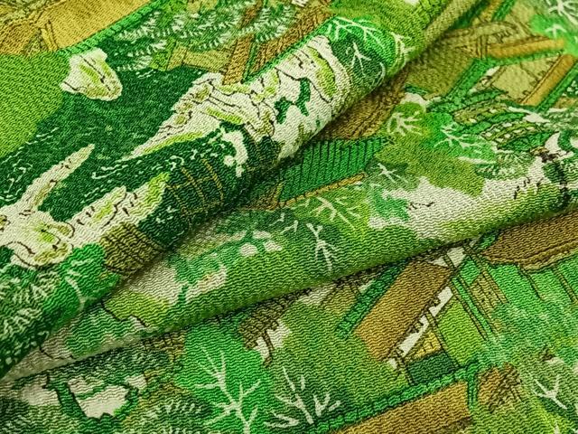 平和屋着物▽上質な小紋 単衣 風景文 正絹 逸品 AABG8782jh