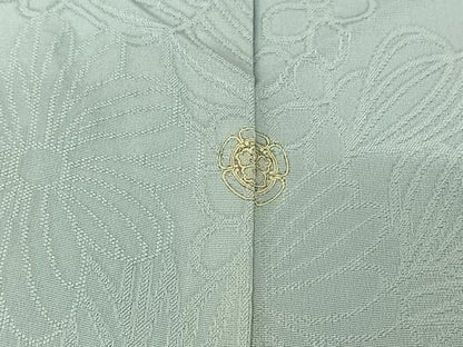平和屋着物▽上質な色無地　単衣　草花地紋　白藍色　正絹　逸品　AABG8783jh