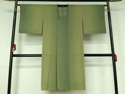 平和屋着物▽道行コート スリーシーズン 春夏秋 塵除け 縞 ロング丈 正絹 逸品 AABG8788jh