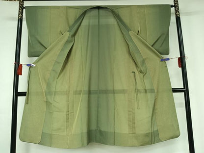 平和屋着物▽道行コート スリーシーズン 春夏秋 塵除け 縞 ロング丈 正絹 逸品 AABG8788jh