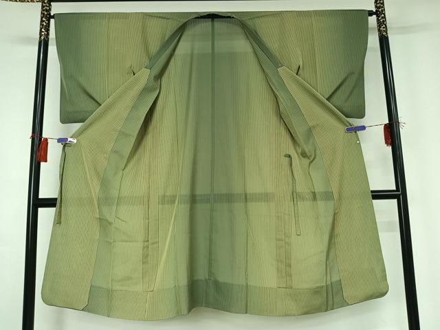平和屋着物▽道行コート スリーシーズン 春夏秋 塵除け 縞 ロング丈 正絹 逸品 AABG8788jh