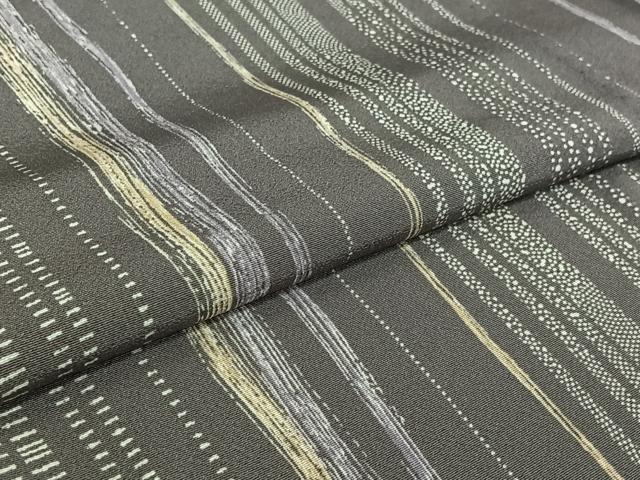 平和屋着物▽上質な小紋 単衣 縞 正絹 逸品 AABG8790jh