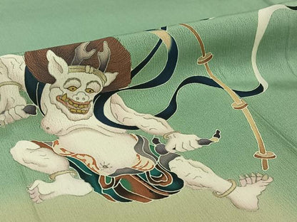 平和屋着物▽十日町 加賀草木友禅の第一人者 田村哲彦 色留袖 単衣 風神雷神 暈し染め 正絹 逸品 AABG8792jh