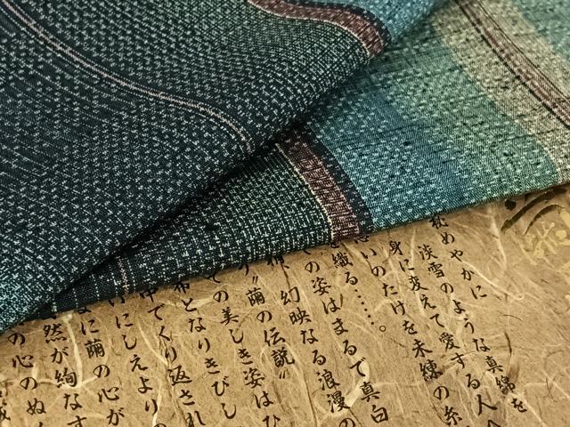 平和屋着物▽本場真綿絢結城紬 単衣 草木染 麻の葉文様 証紙付き 正絹 逸品 AABG8796jh