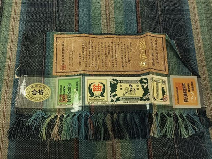 平和屋着物▽本場真綿絢結城紬 単衣 草木染 麻の葉文様 証紙付き 正絹 逸品 AABG8796jh