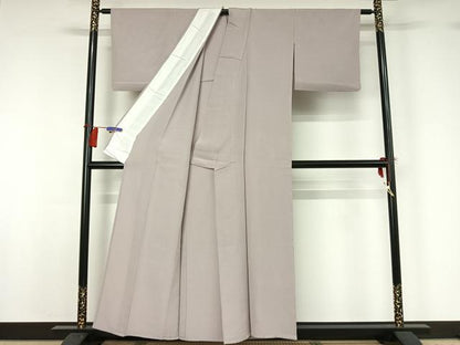 平和屋着物▽上質な色無地 単衣 灰桜色 正絹 逸品 AABG8797jh