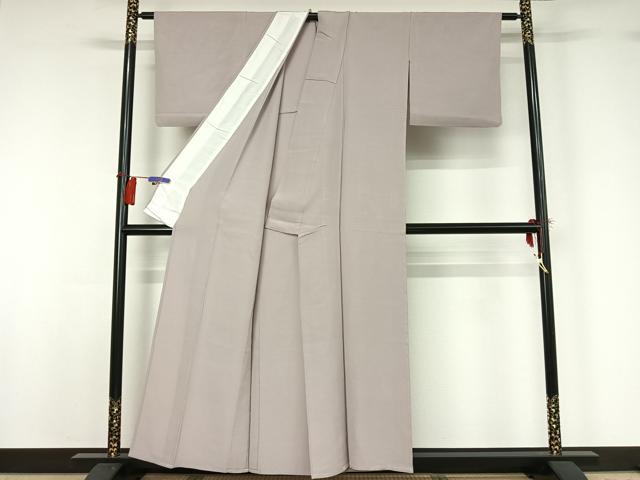 平和屋着物▽上質な色無地 単衣 灰桜色 正絹 逸品 AABG8797jh