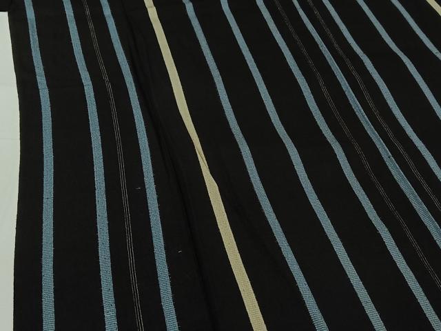 平和屋着物▽お召 単衣 縞 正絹 逸品 AABG8798jh