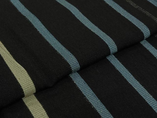 平和屋着物▽お召 単衣 縞 正絹 逸品 AABG8798jh